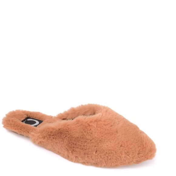 Journee Collection Sundown Camel Faux Fur Cozy Mule Slipper Flat Shoes Size 9 - Picture 1 of 8